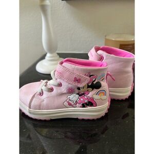 Kids Minnie Mouse Pink High Top Sneakers Shoes Size 10 Disney